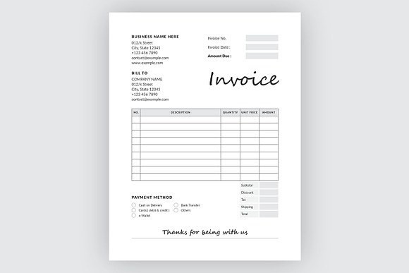 Modern Invoice Template in Stationery Templates - product preview 3