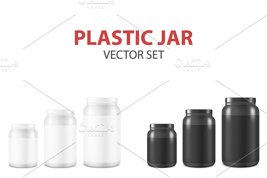 Plastic Jar. Vector set.