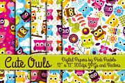 Owl Digital Papers and Backgrounds