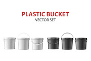 Plastic Bucket. Vector set.