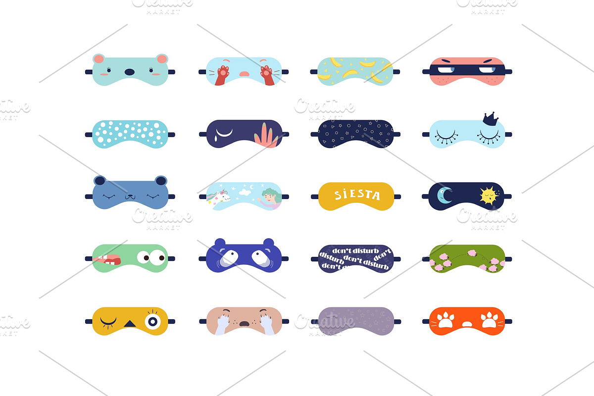 Funny sleeping masks flat vector in Illustrations - product preview 8