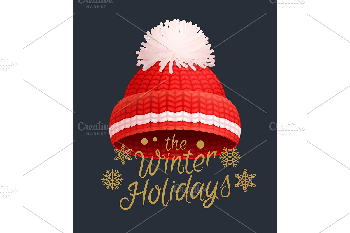 Winter Holidays knitted red hat with in Illustrations - product preview 8