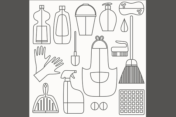 Cleaning product icon set in Objects - product preview 6