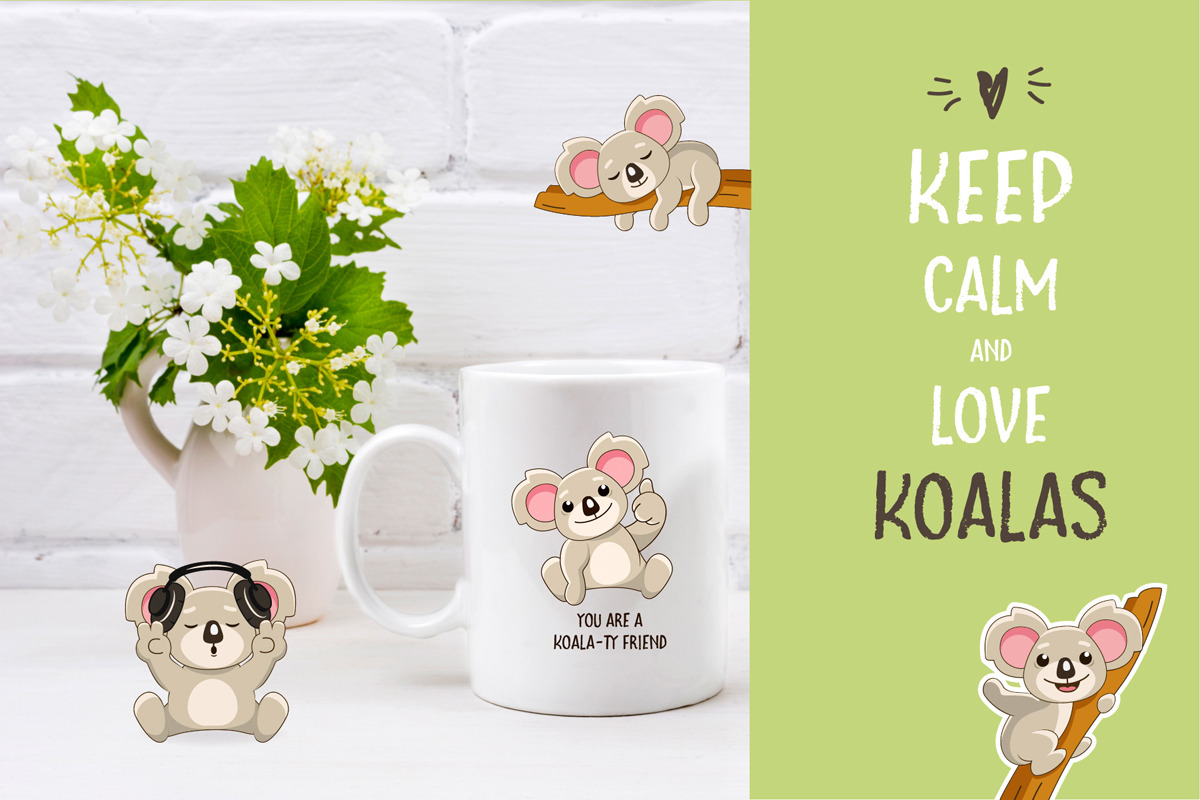 Koala Stickers Design Set in Illustrations - product preview 8