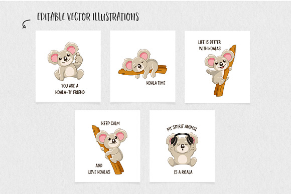 Koala Stickers Design Set in Illustrations - product preview 2