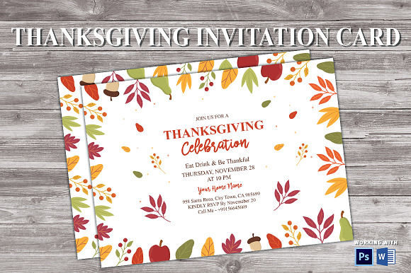 Printable Thanksgiving  Invitation in Card Templates - product preview 2