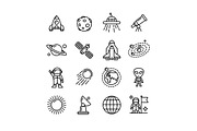 Spase Outline Icons Set. Vector