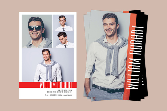 Pro Modeling Comp Card in Postcard Templates - product preview 1