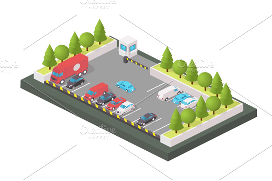Various Automobiles, Trucks parking in Graphics - product preview 8
