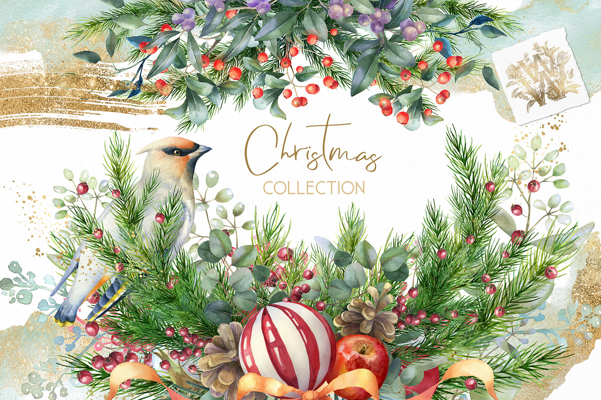 Watercolor Christmas collection in Illustrations - product preview 8