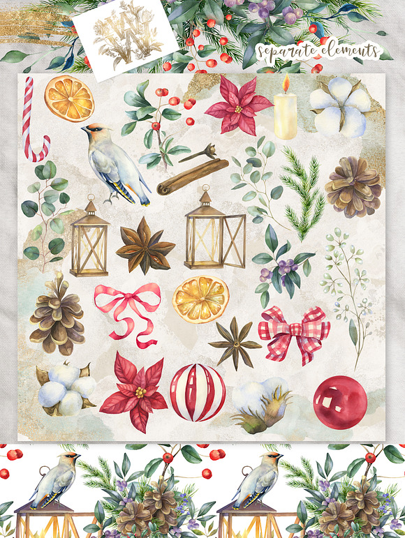 Watercolor Christmas collection in Illustrations - product preview 3