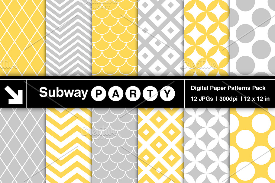Gray Yellow Retro Geometric Papers in Patterns - product preview 8