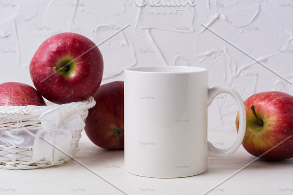 White coffee mug mockup with apples in Mockup Templates - product preview 4