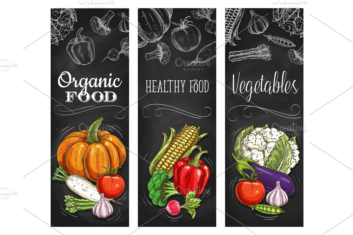Natural vegetable banners in Illustrations - product preview 8