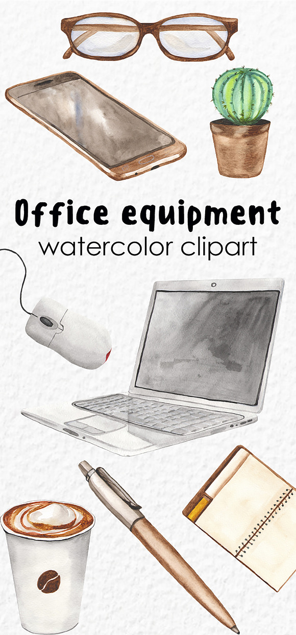 Office equipment watercolor. in Illustrations - product preview 2