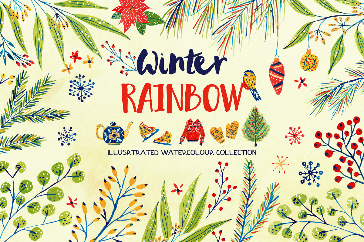 Watercolour Winter Rainbow in Illustrations - product preview 8