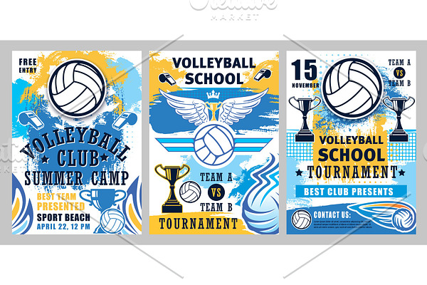 Volleyball balls, trophy cups