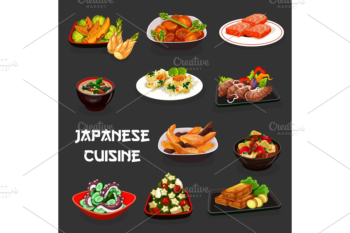 Japanese seafood dishes in Illustrations - product preview 8