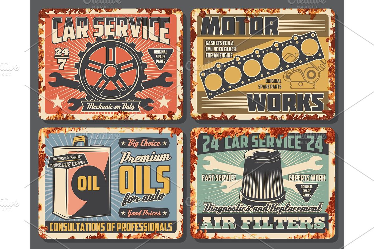 Car spare parts, motor oil, engine in Illustrations - product preview 8