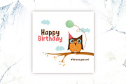 birthday card with cute owl