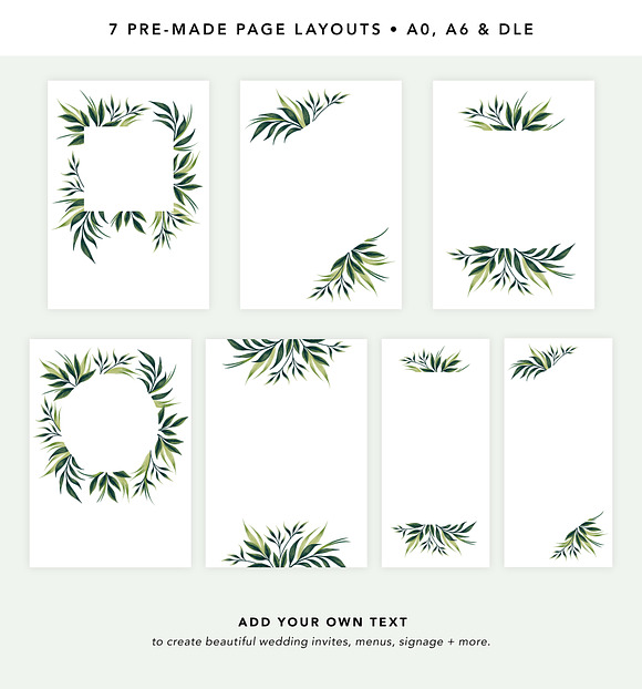 Greenery Foliage & Invite layouts in Illustrations - product preview 5