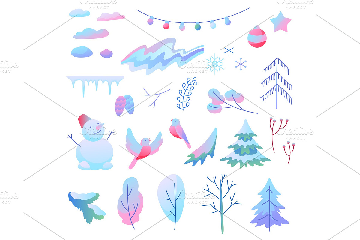 Set of winter items. in Objects - product preview 8