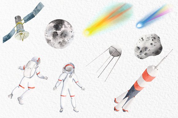 Space Watercolor clipart in Illustrations - product preview 7
