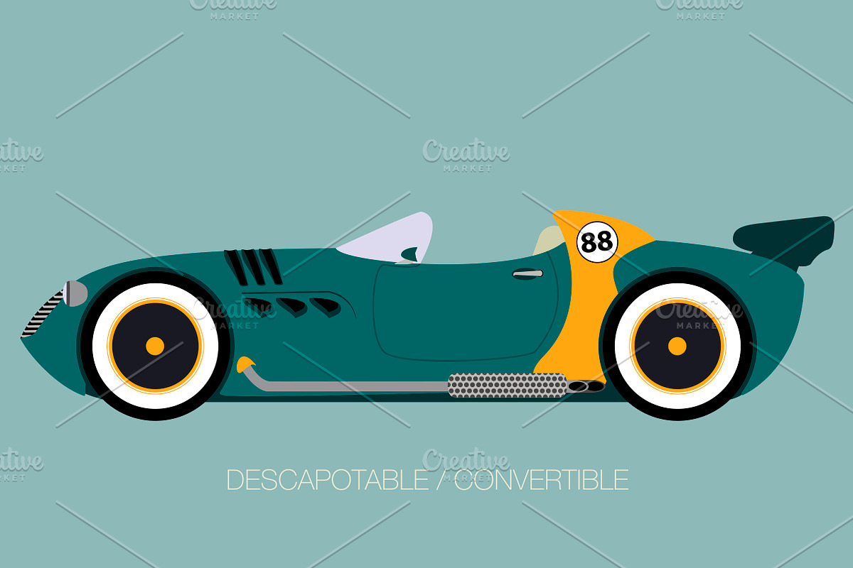 retro style car in Illustrations - product preview 8