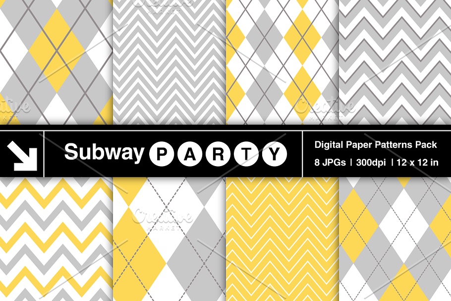 Gray & Yellow Chevron & Argyle in Patterns - product preview 8