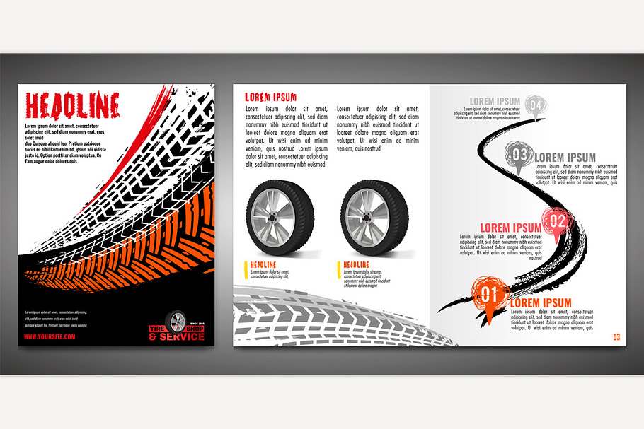 Tire Brochure Template in Illustrations - product preview 8