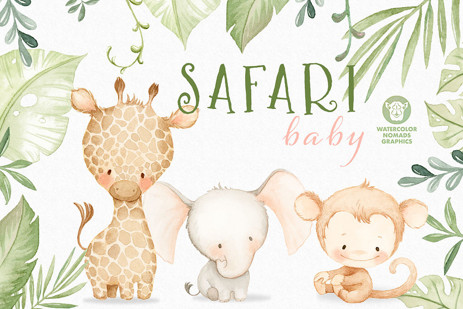 Safari Baby Animals Watercolor Set in Illustrations - product preview 8