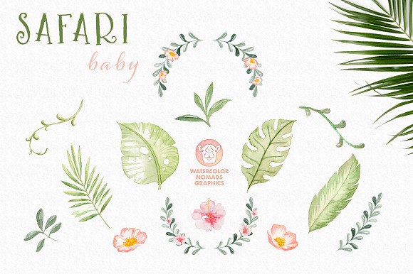 Safari Baby Animals Watercolor Set in Illustrations - product preview 3