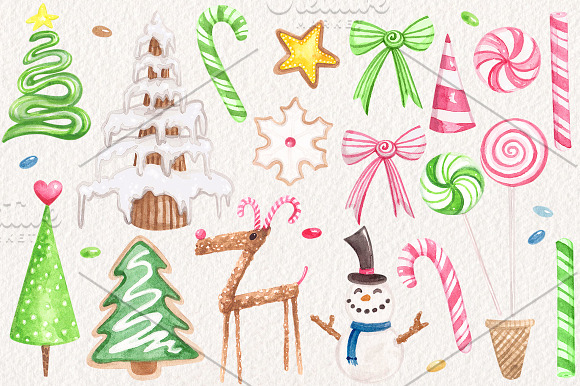 Gingerbreadland Watercolor Set in Illustrations - product preview 2