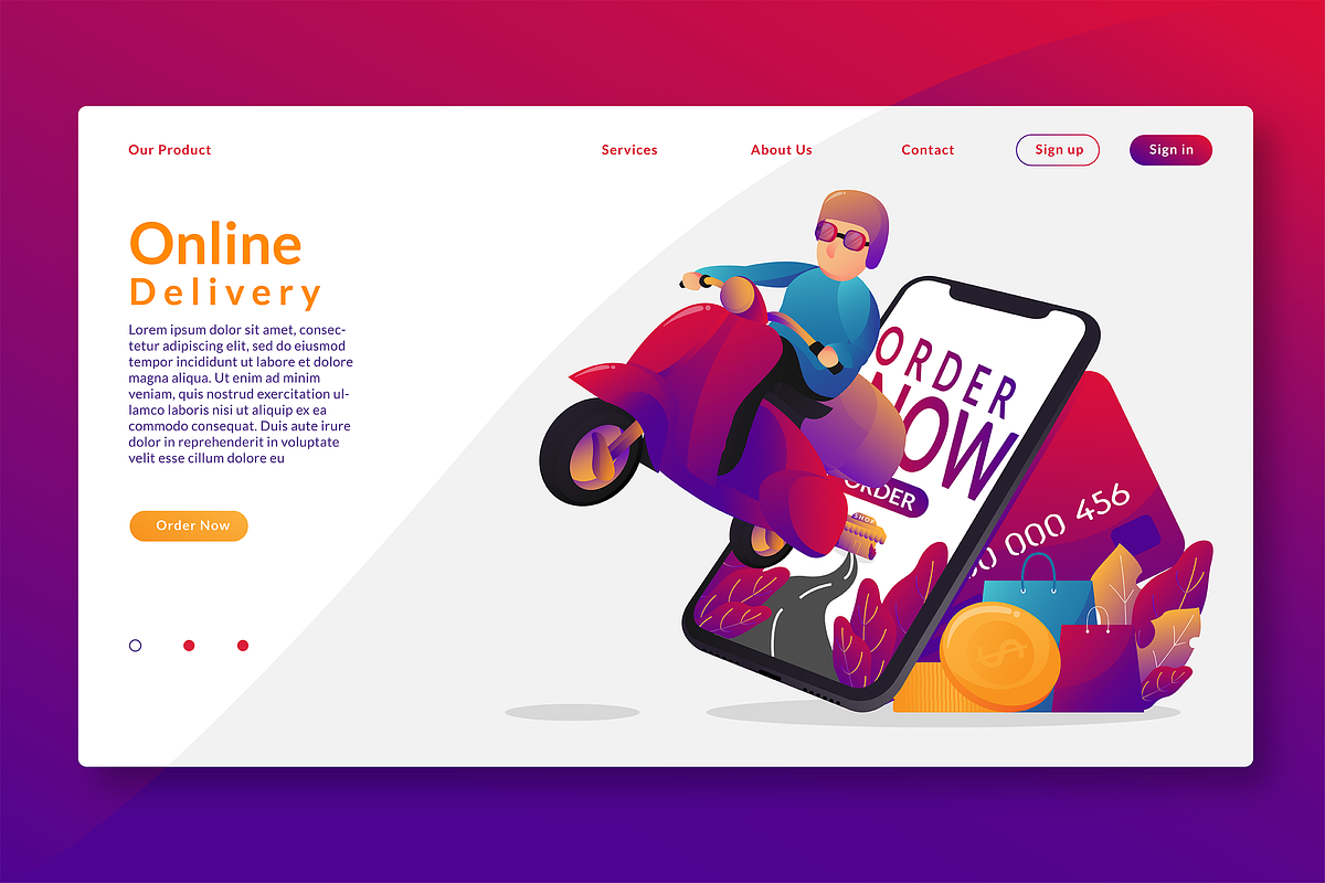 Online Delivery - Web Header in Landing Page Templates - product preview 8