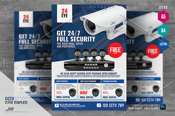 Security Camera CCTV Shop Flyer in Flyer Templates - product preview 3