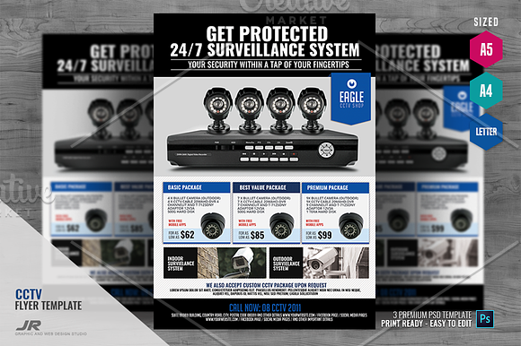 Security Camera Package Flyer in Flyer Templates - product preview 3