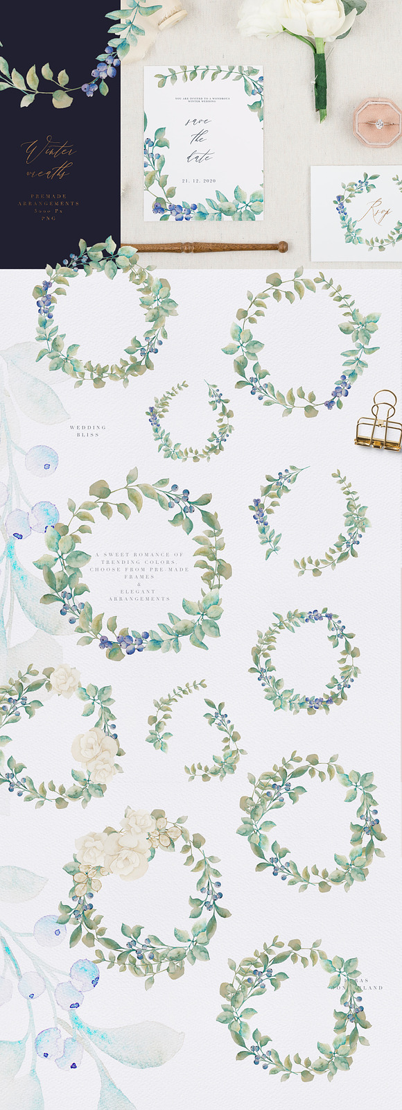 Winter Wedding Watercolor Bundle in Illustrations - product preview 1