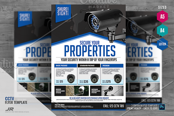 CCTV Surveillance Camera Shop in Flyer Templates - product preview 3
