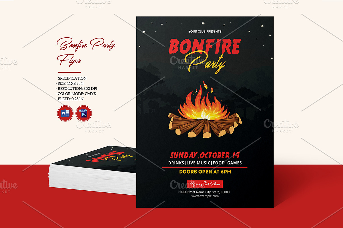 Bonfire Party Flyer Template V1089 in Flyer Templates - product preview 8