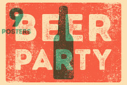 Beer Party typographical posters.