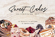 Sweet Cake Watercolor & Pattern