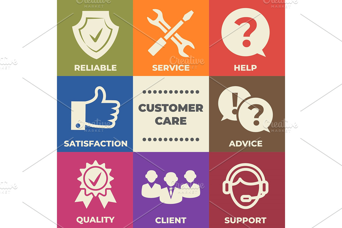 CUSTOMER CARE Concept with icons and in Illustrations - product preview 8