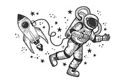 Astronaut in spacesuit sketch