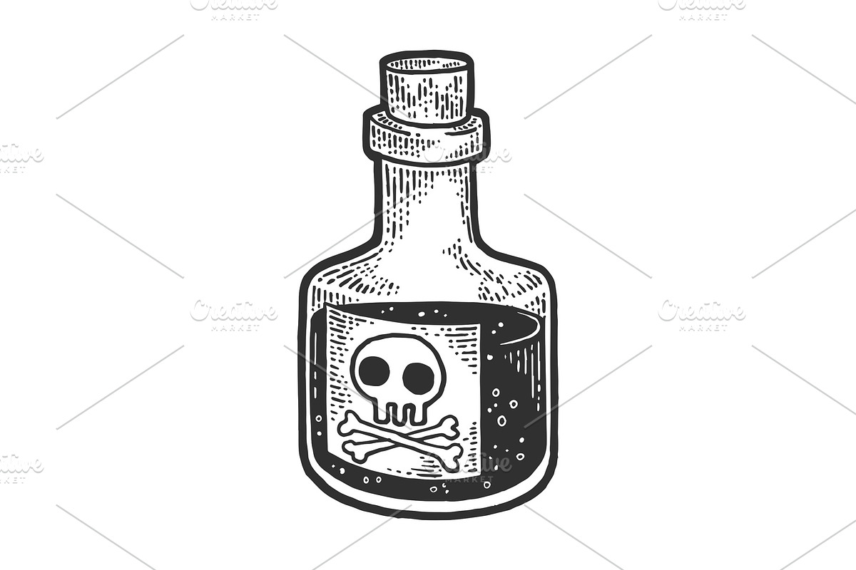 Poison venom bottle sketch vector in Objects - product preview 8