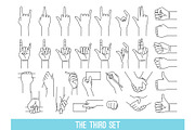 Hands showing gestures outline
