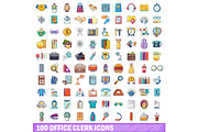 100 office clerk icons set