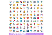 100 vacation icons set