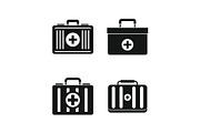 First aid kit icon set, simple style