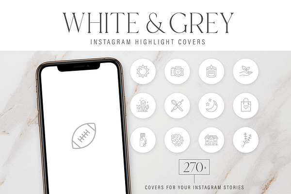 White Grey Instagram Story Covers
