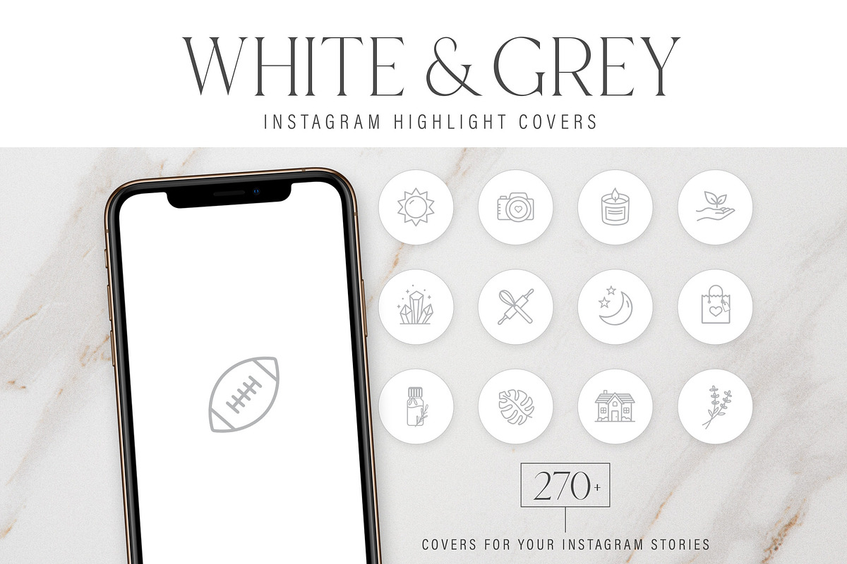 White Grey Instagram Story Covers in Instagram Templates - product preview 8